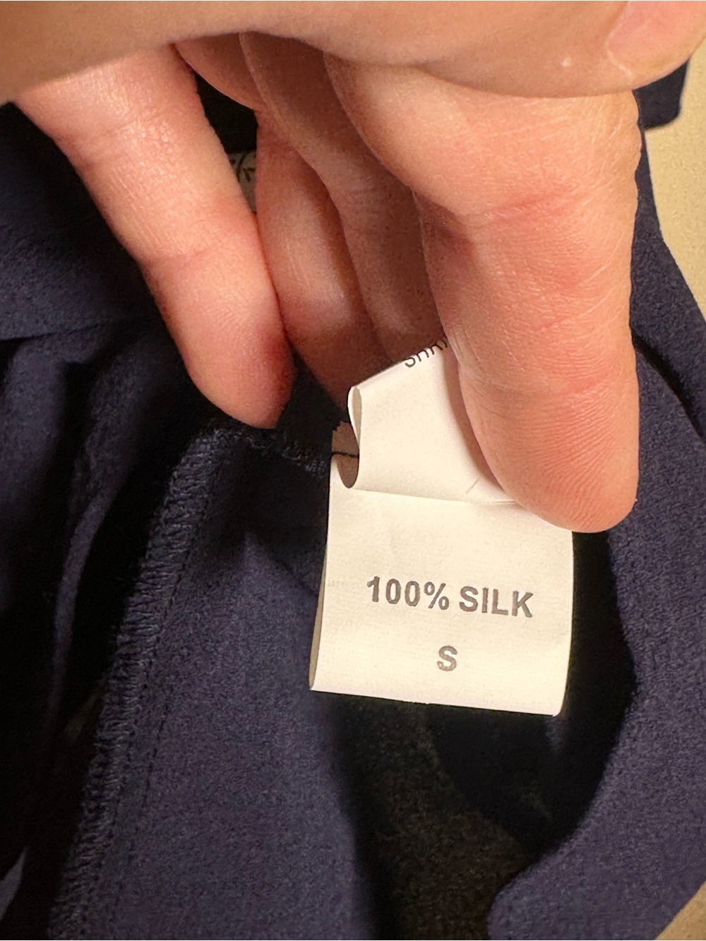 Eileen Fisher Womens Blouse Navy 100% Silk Georgette Crepe Bell Sleeve Sample S - Picture 7 of 9